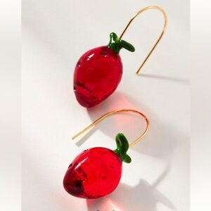 New Anthropologie fruit icon glass drop earrings